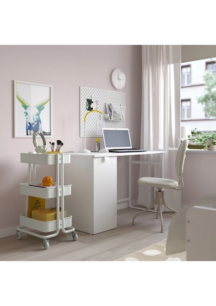 Råskog Servis Arabası 35 x 45 x 77 cm Çelik Beyaz Tekerlekli Çok Yönlü Kullanım