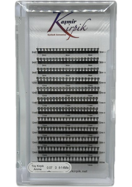Kaşmir Tüy Kirpik (Anime Efekt ) D Kıvrım 0.07 mm Mix Boy