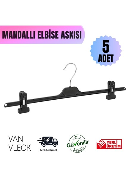 5 Adet Mandallı Pantolon & Etek Askısı – Metal Kıskaçlı, Kırışma Önleyici Süngerli, Kaymaz Tasarım