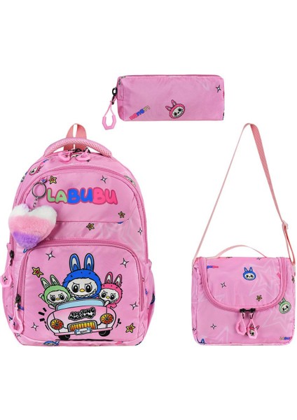Labubu Beslenmeli Kalemlikli Ilkokul Sırt Çantası