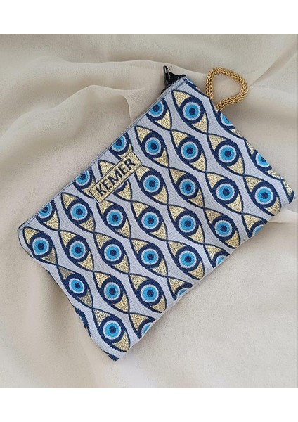 Cüzdan Nazar Kötü Göz Kemer Simgeli Simli Saplı Fermuarlı Kadın Cüzdanı 15X10 cm 18017