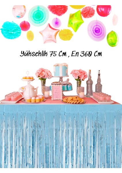 Metalize Masa Eteği Işıltılı Masa Eteği Doğum Günü Süsü