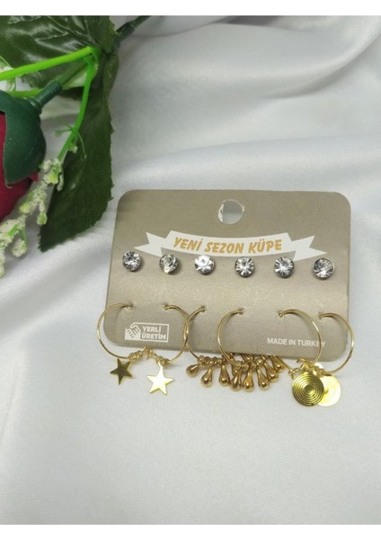 Çeşitli Tasarımlarla Şıklığınızı Yükselten 6'lı Küpe Seti