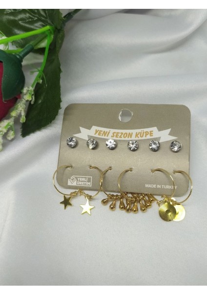 Çeşitli Tasarımlarla Şıklığınızı Yükselten 6'lı Küpe Seti fiyatları