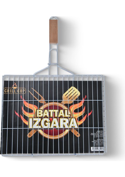 Grıll Cup Battal Boy Kafesli Ağaç Saplı Lüks Izgara