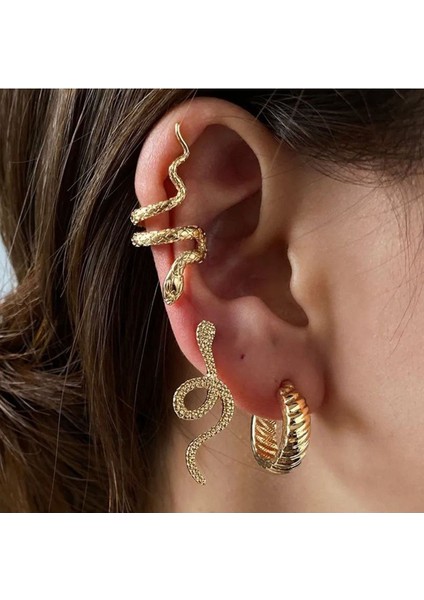 Modern ve Şık Yılan Figürlü Tek Taraflı Küpe