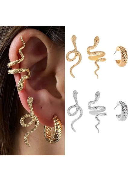 Modern ve Şık Yılan Figürlü Tek Taraflı Küpe modelleri