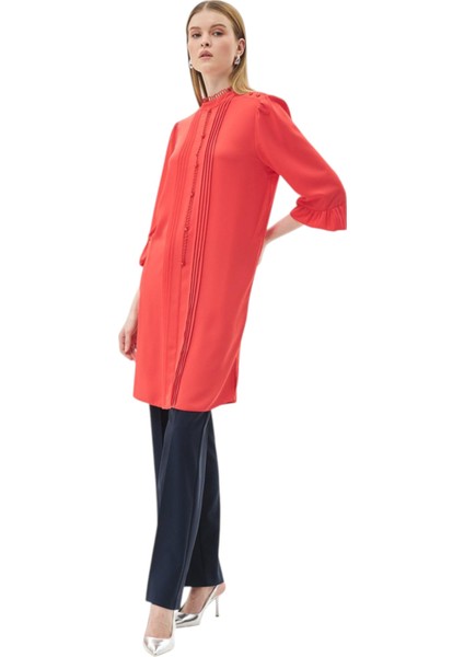 Kırmızı Kaburgalı Balon Kollu Tunik fiyatları