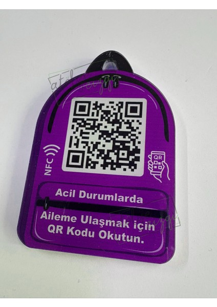 Aileme Ulaş Nfc Qr Çanta Anahtarlığı Mor