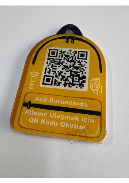 Aileme Ulaş Nfc Qr Çanta Anahtarlığı Sarı
