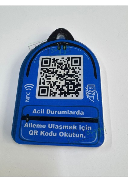 Aileme Ulaş Nfc Qr Çanta Anahtarlığı Mavi