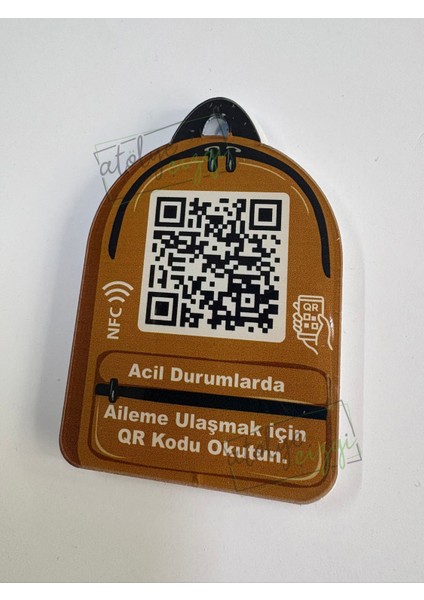 Aileme Ulaş Nfc Qr Çanta Anahtarlığı Taba