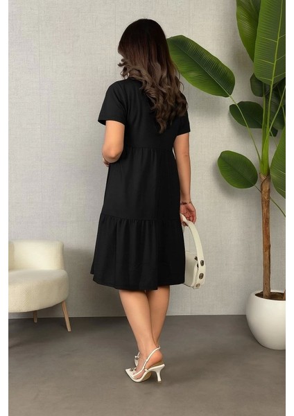 Kadın Kısa Kollu V Yakalı Viskon Elbise modelleri