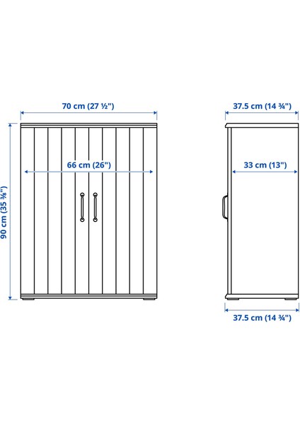 Skruvby Büfe 70 x 90 cm Meşe Üst Panelli Beyaz Dolap Ev Düzenleyici indirimleri