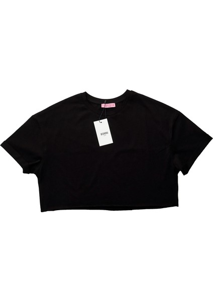 Fiora Siyah Crop Basic Tshirt fiyatları
