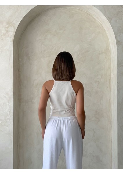 Astarlı Crop Güpür Askılı Örgü Büstiyer - Ham indirimleri