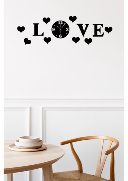 Love Ahşap Duvar Saati Dekorasyon Seti modelleri