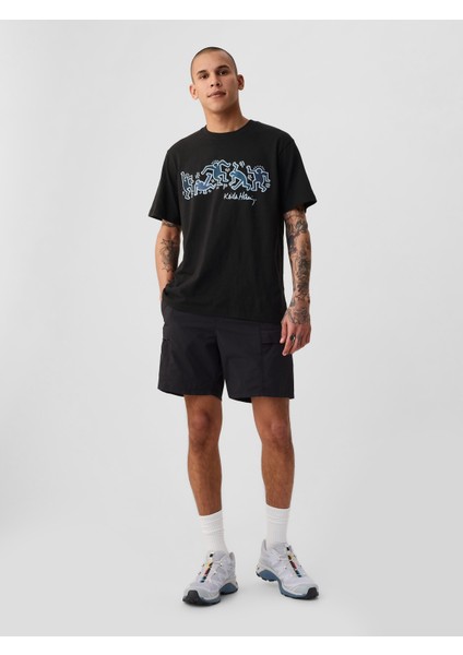 Erkek Siyah Gap × Keith Haring Grafikli T-Shirt modelleri