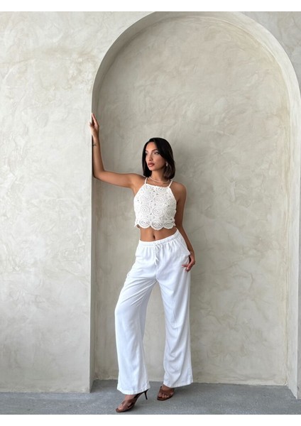 Astarlı Crop Güpür Askılı Örgü Büstiyer - Ham fiyatları