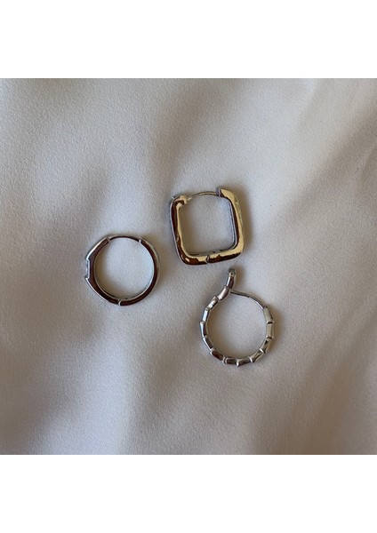 Silver Taşlı Üçlü Set Küpe fiyatları