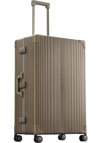 4 Tekerlekli Lüks Alüminyum Valiz,77 cm Bronz Bavul fiyatları