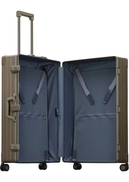 4 Tekerlekli Lüks Alüminyum Valiz,77 cm Bronz Bavul modelleri