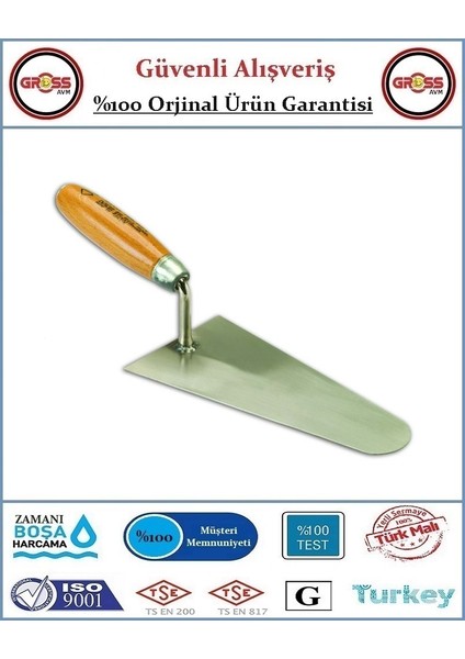 Ahşap Saplı Sıva Malası - Yay Çeliği - 18CM