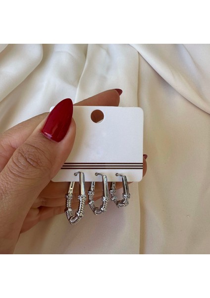 Silver Üçlü Küpe