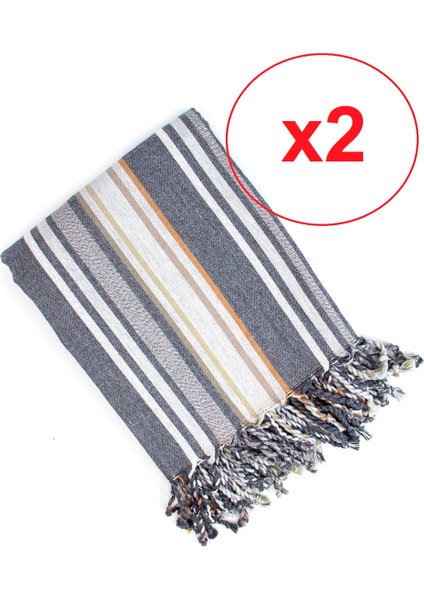 2 Adet Pamuk-Keten Peştemal (100X180)-TAMARA