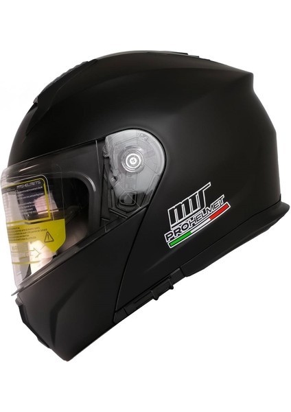 Motosiklet Çene Açılır Kask Güneş Vizörlü Ece 22.06 Sertifikalı New Motor Kaskı V2 Mat Black