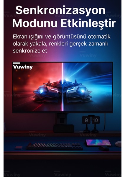 Bilgisayar Monitör Görüntüye Duyarlı Sync Neon Ambilight LED Aydınlatma (24" Inç) fiyatları