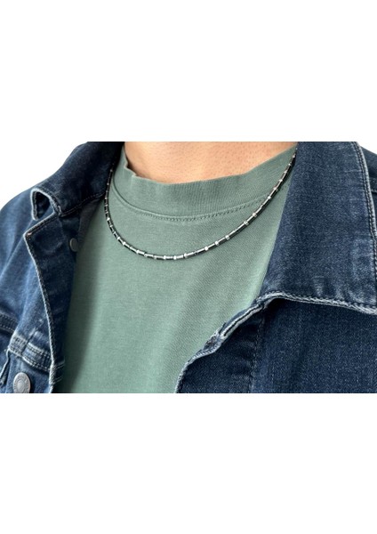 Hematit Doğaltaşlı Erkek Kolye (925 Ayar Gümüş) modelleri