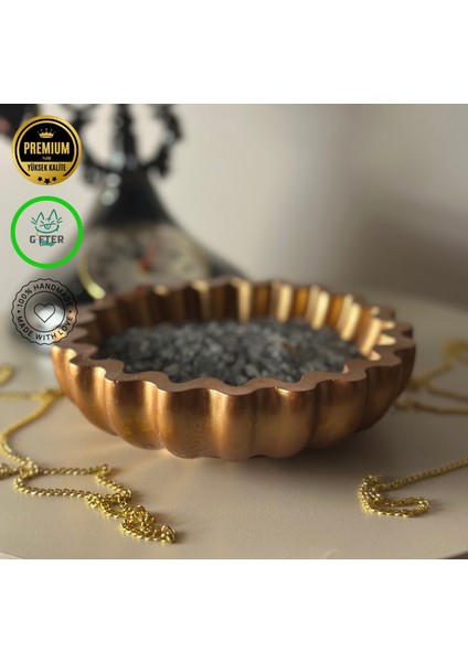 Kase - Saksı - Şekerlik Üçlü Metalik Set