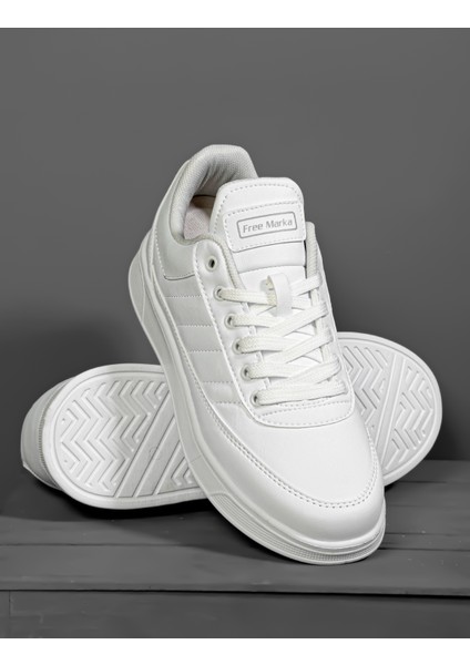 Günlük Erkek Beyaz Sneaker Bağcıklı Rahat Ortopedik Spor Ayakkabı indirimleri