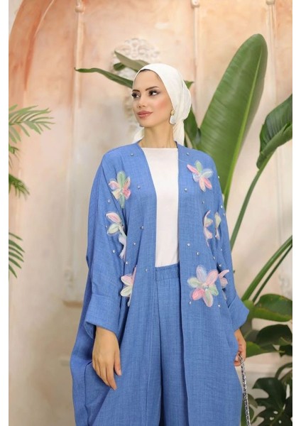 Çiçekli Ikili Kimono Takım