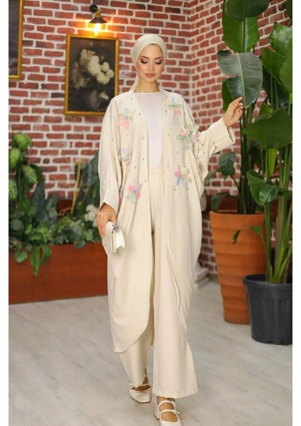 Çiçekli Ikili Kimono Takım