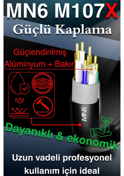 M107X 10 Metre Internet Kablosu/Cat6 23AWG Utp 0,57mm/İki Kat Korumalı/ethernet kablosu 10 metre/iç Dış Mekan uyumlu modelleri