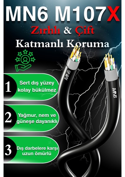 M107X 10 Metre Internet Kablosu/Cat6 23AWG Utp 0,57mm/İki Kat Korumalı/ethernet kablosu 10 metre/iç Dış Mekan uyumlu indirimleri