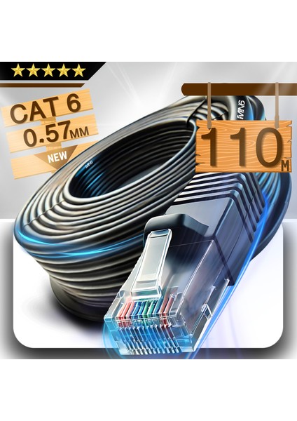 M107X 110 Metre Internet Kablosu/Cat6 23AWG Utp 0,57mm/İki Kat Korumalı/ethernet kablosu 110 metre/iç Dış Mekan uyumlu