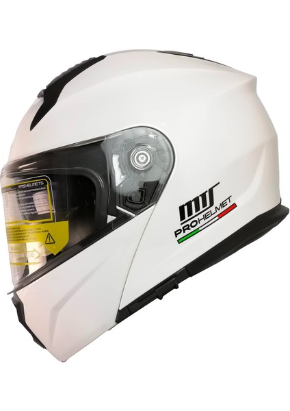 Motosiklet Çene Açılır Kask Güneş Vizörlü Ece 22.06 Sertifikalı New Motor Kaskı V2 Whıte