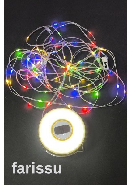 Güneş Enerjili Kamp Feneri ve 8 Metre 6 Modlu Renkli Peri LED Işık Seti | USB Şarjlı, Portatif ve Çok Fonksiyonlu