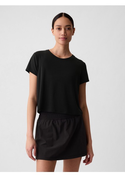 Kadın Siyah Gapfit Breathe Crop T-Shirt