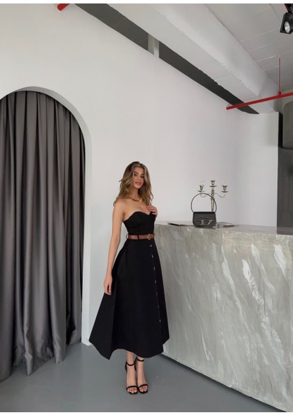 Paraşüt Kemerli Yüksek-Lastikli Bel Düğme Detay Etek fiyatları