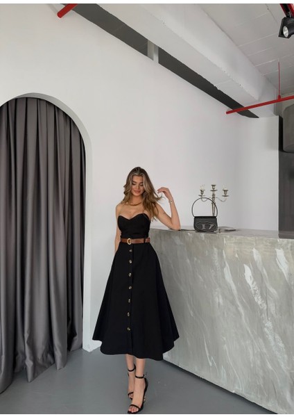 Paraşüt Kemerli Yüksek-Lastikli Bel Düğme Detay Etek modelleri