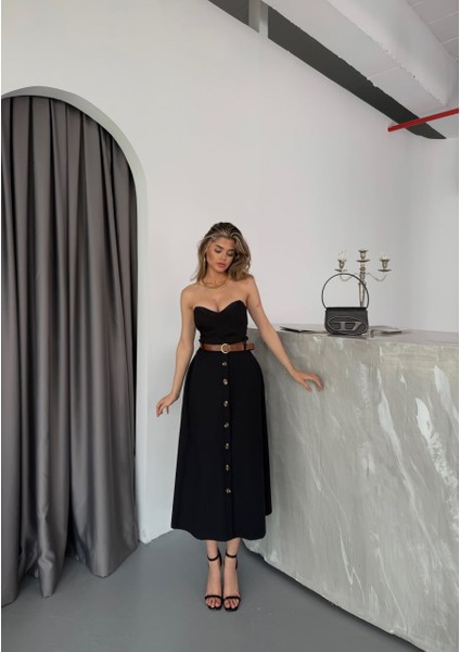 Paraşüt Kemerli Yüksek-Lastikli Bel Düğme Detay Etek indirimleri