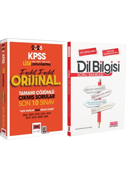 Yargı 2026 Kpss Lise Ortaöğretim Gk Gy Orijinal Çözümlü Çıkmış Son 10 Sınav ve Akm Dil Bilgisi Seti 2 Kitap