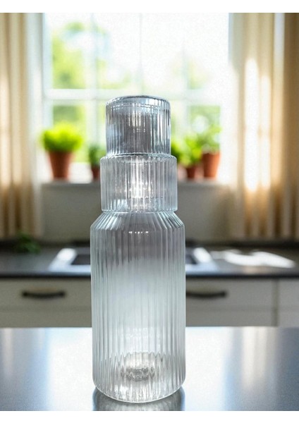 Modern Çizgili Cam Sürahi ve Bardak Seti – 2 Parça modelleri