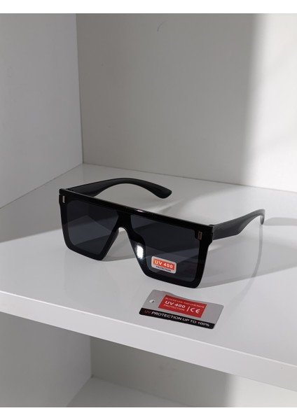 Kare Güneş Gözlüğü Siyah Unisex UV400 korumalı cam