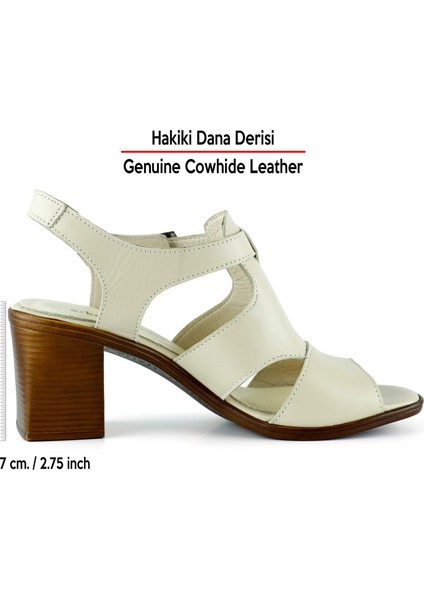 Svajone Bej Hakiki Deri Kesik Detaylı Tokalı Topuklu Sandalet fiyatları