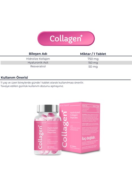 Collagen & Hyaluronic Acid & Resveratrol (1X30 Tablet) ve Multivitamin & Multimineral (1X30 Tablet) fırsatları